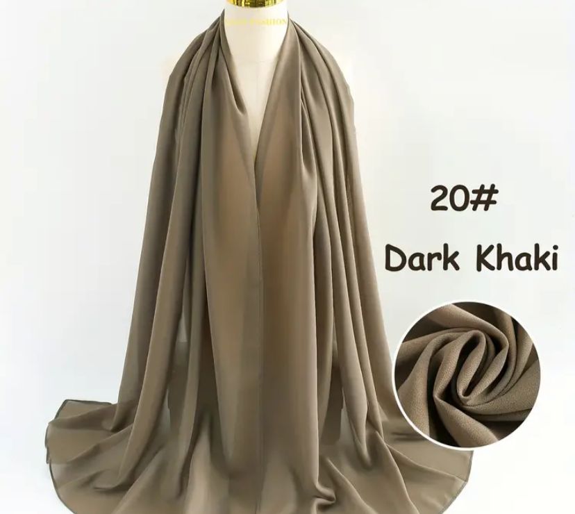 Dark Khaki Georgette Hijab